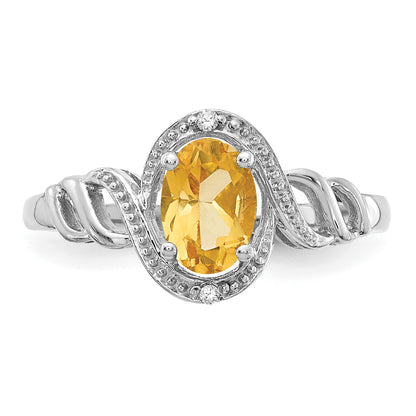 10K White Gold Citrine And Diamond Ring