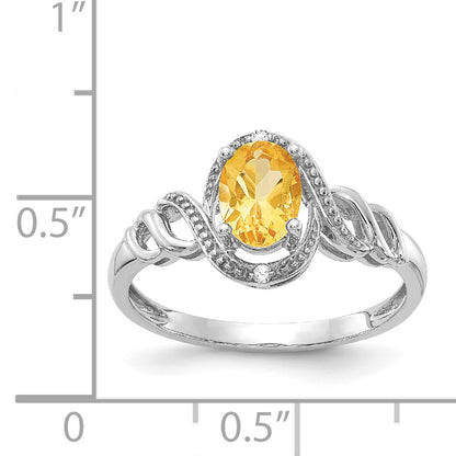 10K White Gold Citrine And Diamond Ring