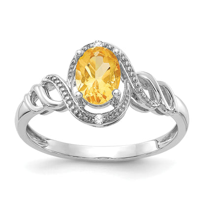 10K White Gold Citrine And Diamond Ring