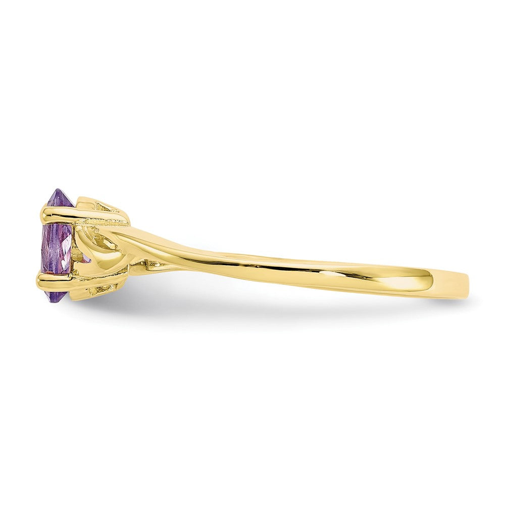 10K Yellow Gold Polished Genuine Amethyst Birthstone Ring