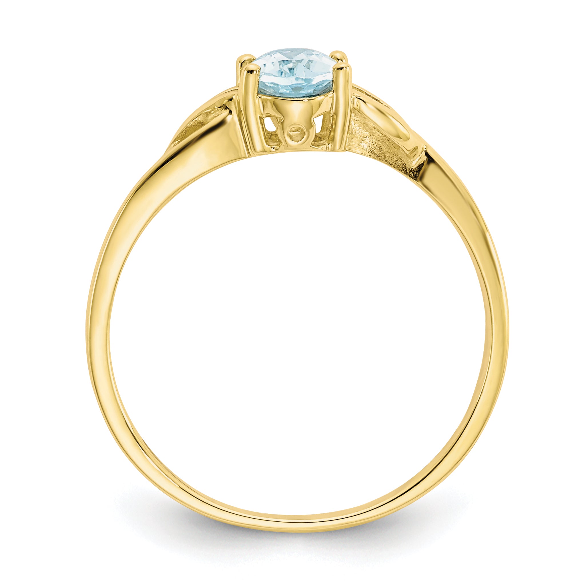 10K Yellow Gold Polished Genuine Aquamarine Birthstone Ring