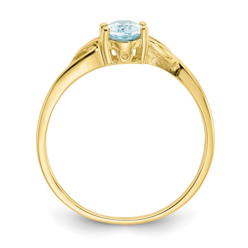 10K Yellow Gold Polished Genuine Aquamarine Birthstone Ring