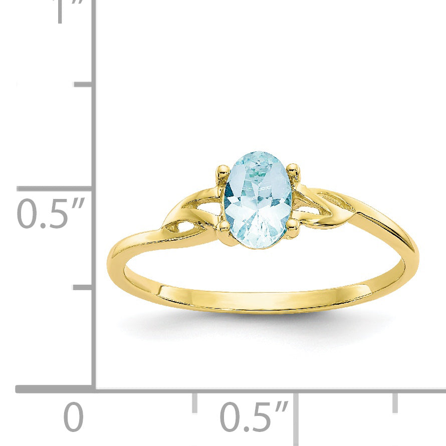 10K Yellow Gold Polished Genuine Aquamarine Birthstone Ring