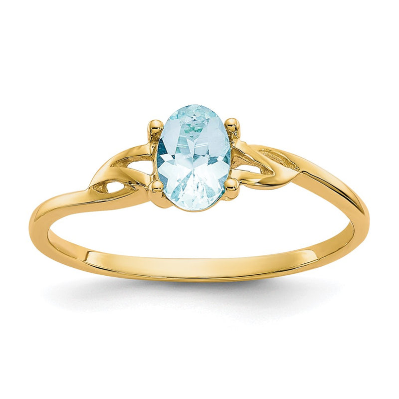 10K Yellow Gold Polished Genuine Aquamarine Birthstone Ring