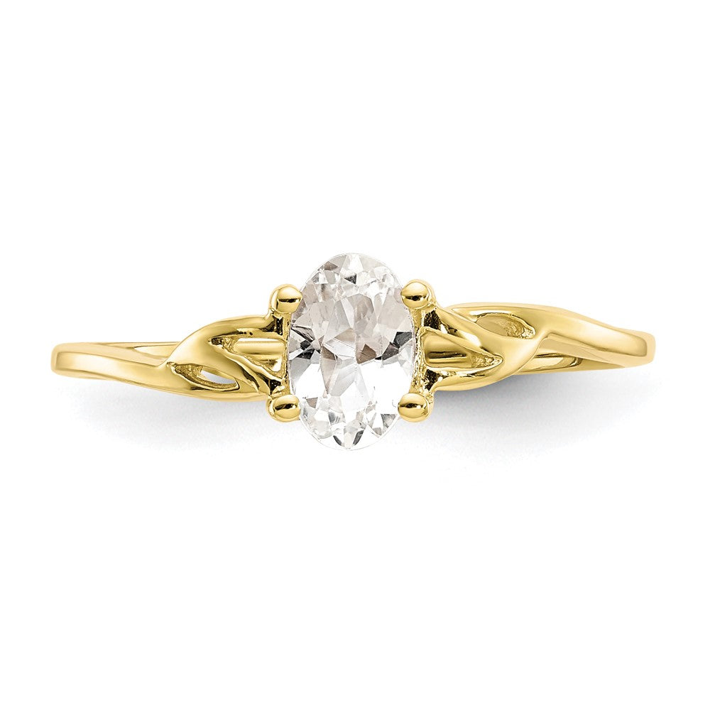 10K Yellow Gold Polished Genuine White Topaz Birthstone Ring