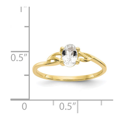 10K Yellow Gold Polished Genuine White Topaz Birthstone Ring