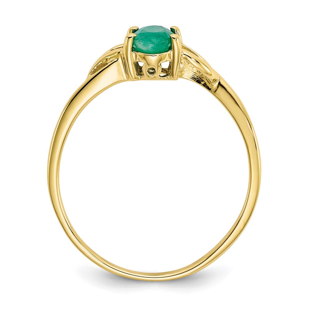 10K Yellow Gold Polished Genuine Emerald Birthstone Ring