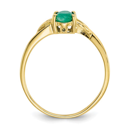 10K Yellow Gold Polished Genuine Emerald Birthstone Ring