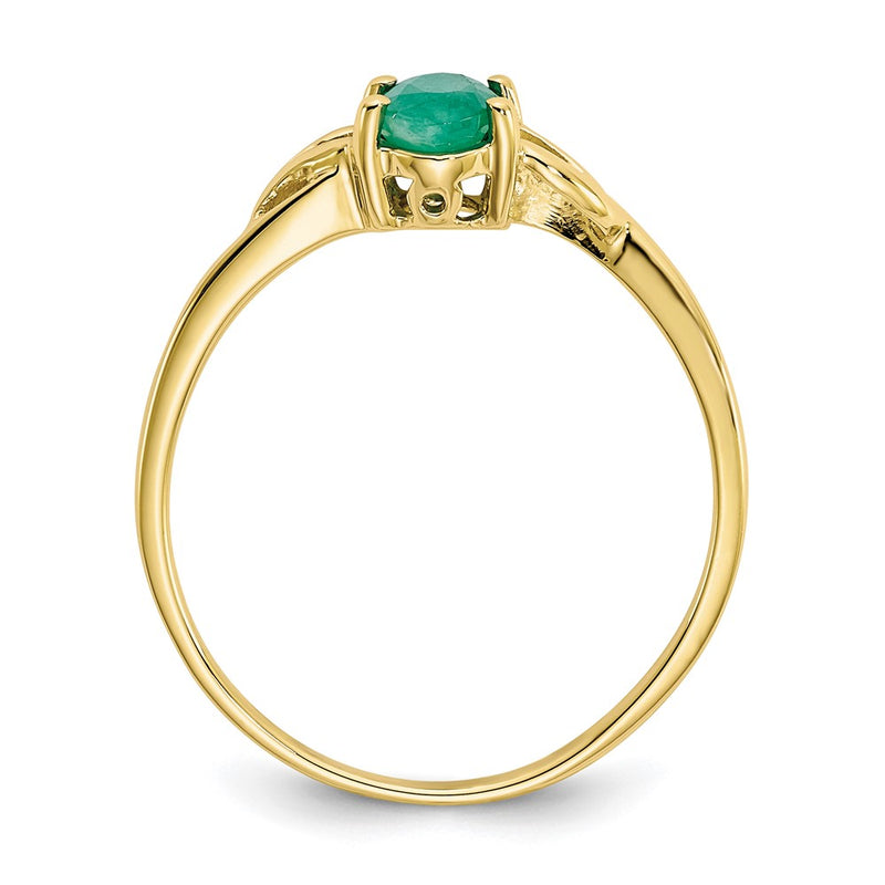10K Yellow Gold Polished Genuine Emerald Birthstone Ring