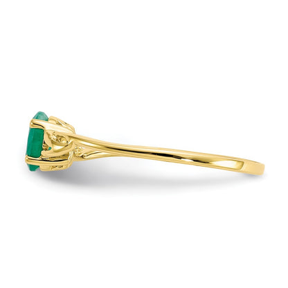 10K Yellow Gold Polished Genuine Emerald Birthstone Ring