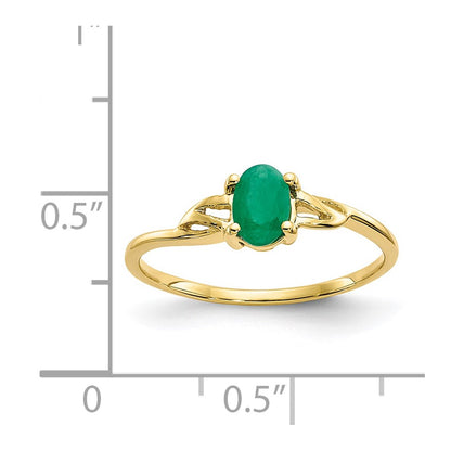 10K Yellow Gold Polished Genuine Emerald Birthstone Ring