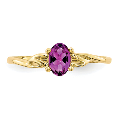 10K Yellow Gold Polished Genuine Rhodolite Garnet Birthstone Ring