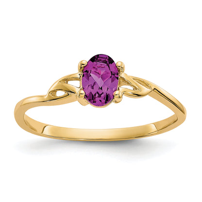 10K Yellow Gold Polished Genuine Rhodolite Garnet Birthstone Ring