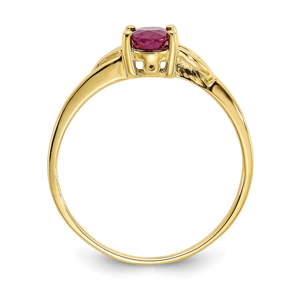 10K Yellow Gold Polished Genuine Ruby Birthstone Ring