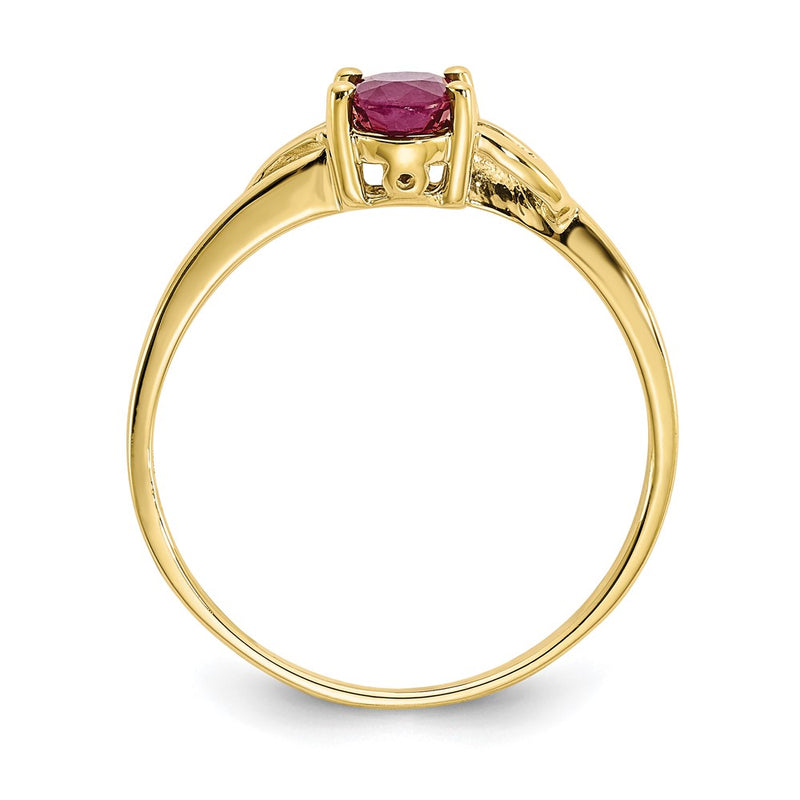 10K Yellow Gold Polished Genuine Ruby Birthstone Ring