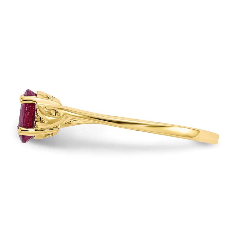 10K Yellow Gold Polished Genuine Ruby Birthstone Ring