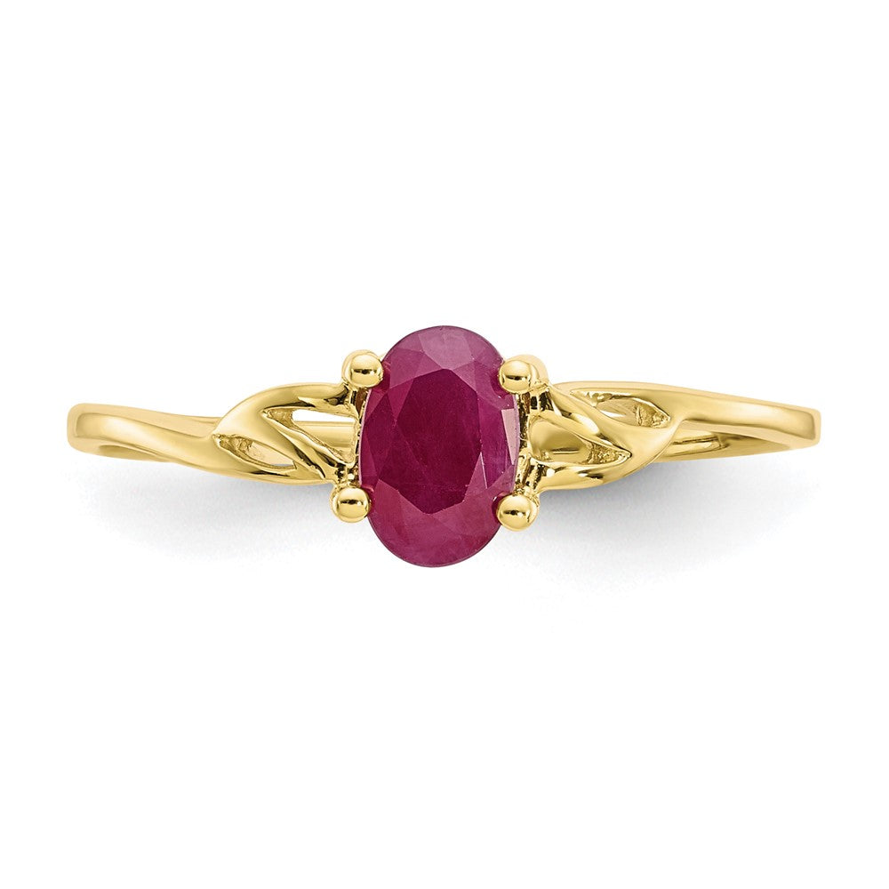 10K Yellow Gold Polished Genuine Ruby Birthstone Ring