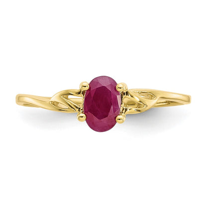 10K Yellow Gold Polished Genuine Ruby Birthstone Ring