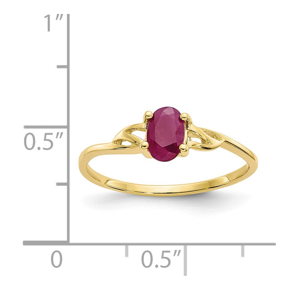 10K Yellow Gold Polished Genuine Ruby Birthstone Ring
