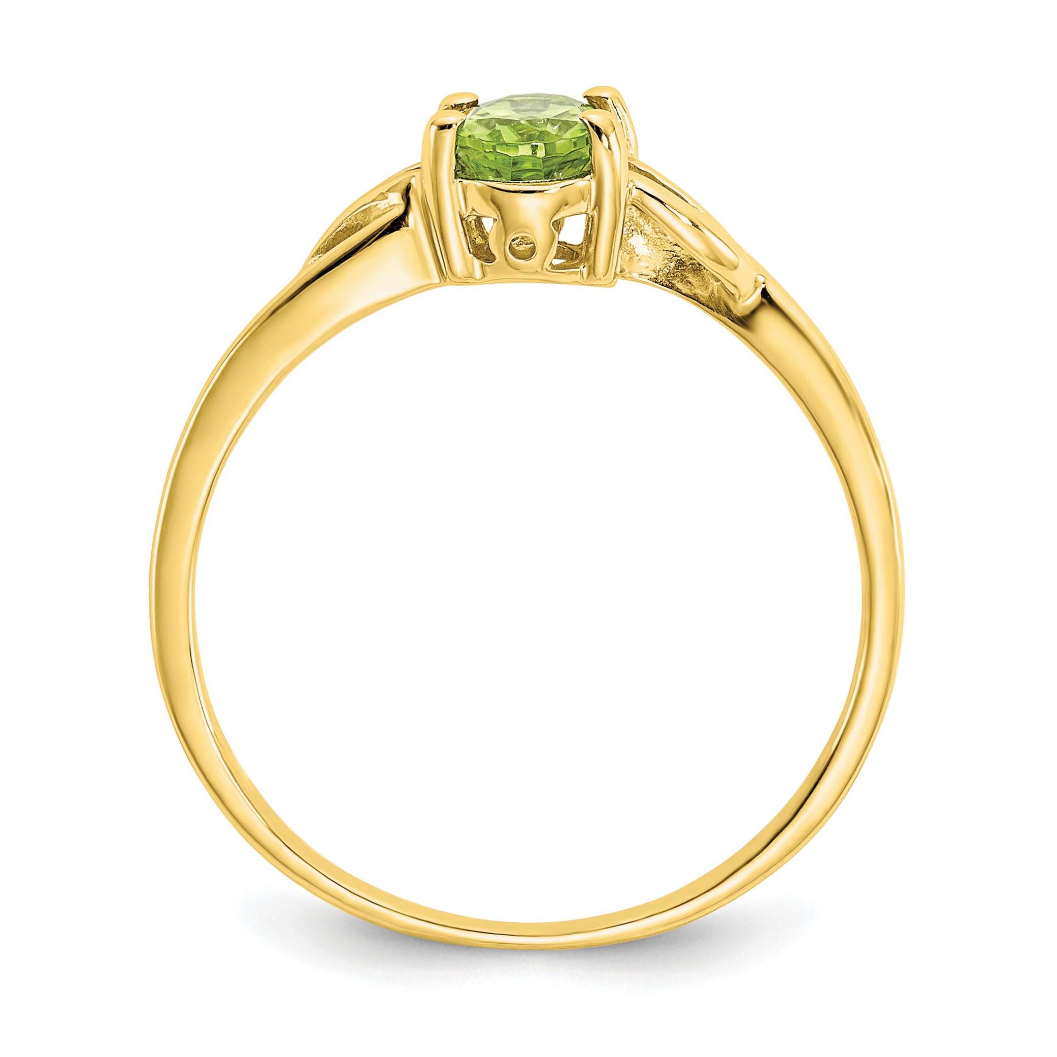 10K Yellow Gold Polished Genuine Peridot Birthstone Ring