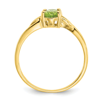 10K Yellow Gold Polished Genuine Peridot Birthstone Ring