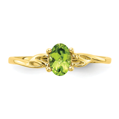 10K Yellow Gold Polished Genuine Peridot Birthstone Ring