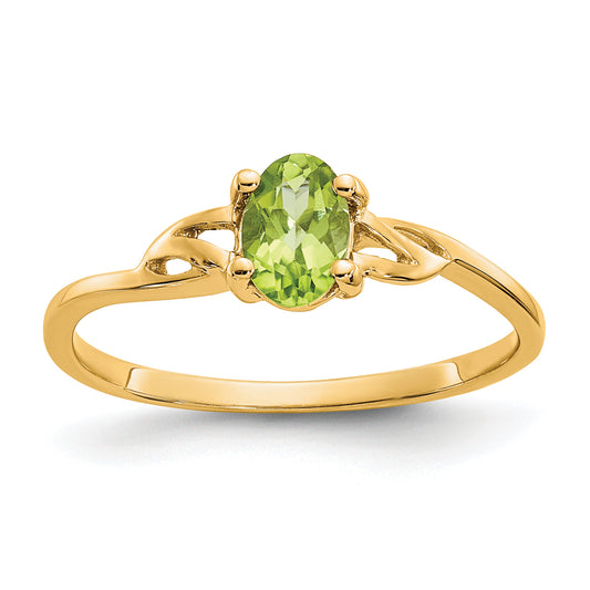 10K Yellow Gold Polished Genuine Peridot Birthstone Ring