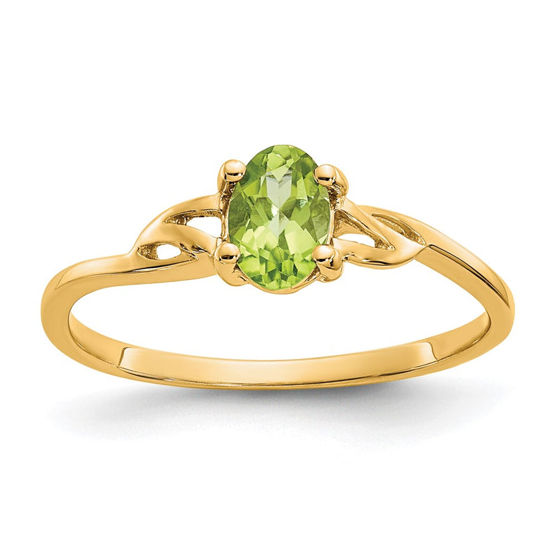 10K Yellow Gold Polished Genuine Peridot Birthstone Ring