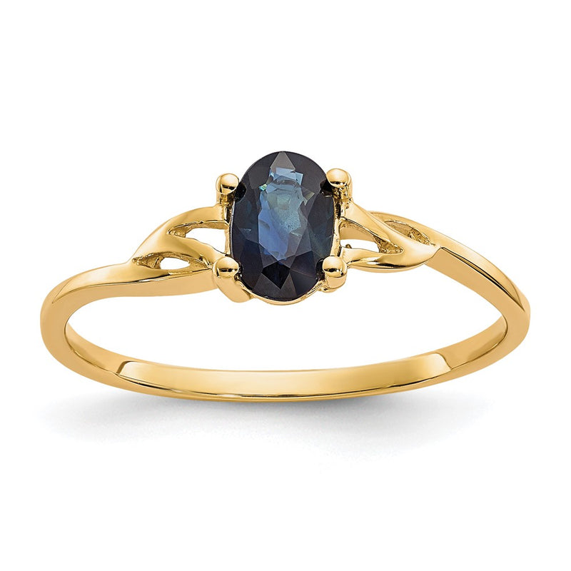10K Yellow Gold Polished Genuine Sapphire Birthstone Ring
