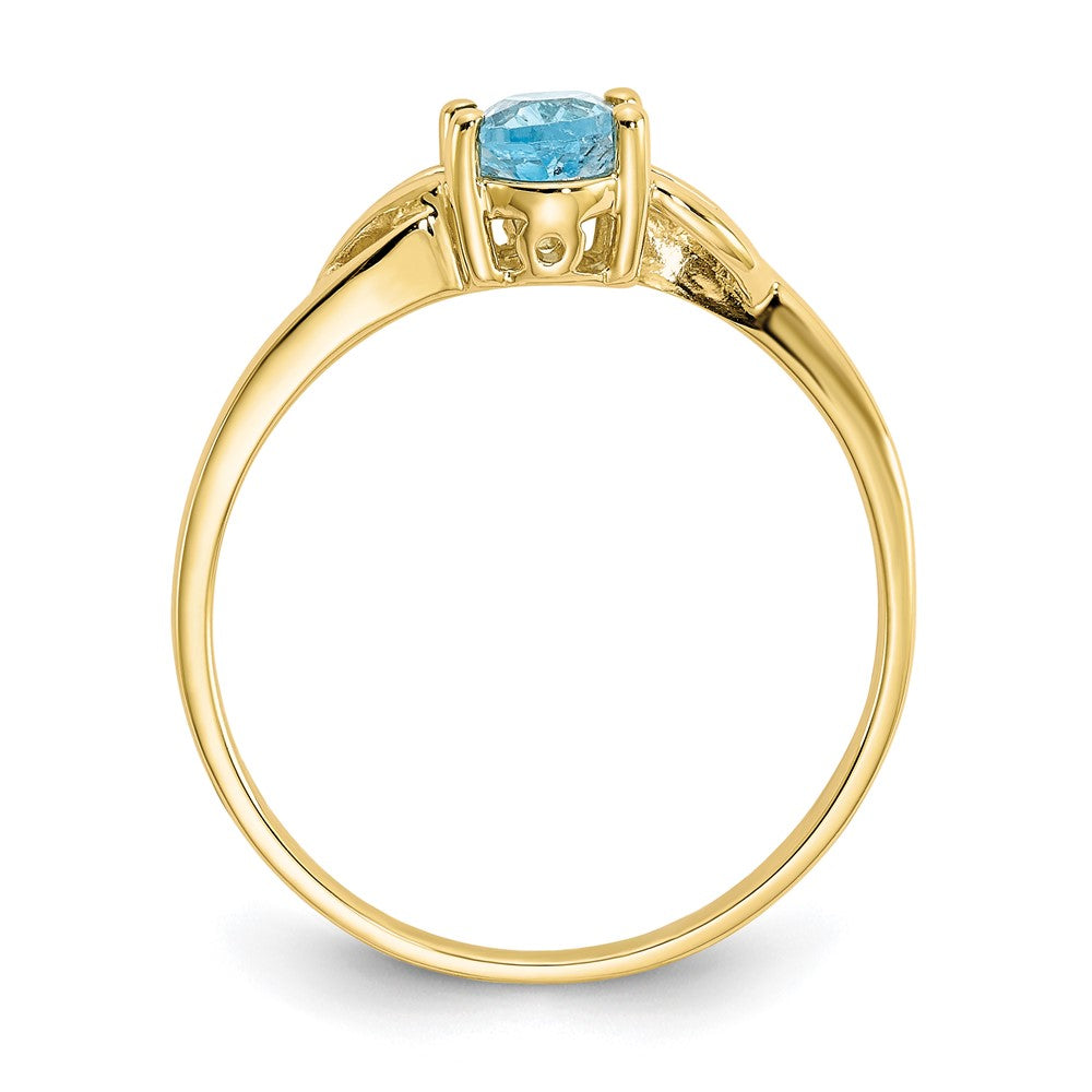 10K Yellow Gold Polished Genuine Blue Topaz Birthstone Ring