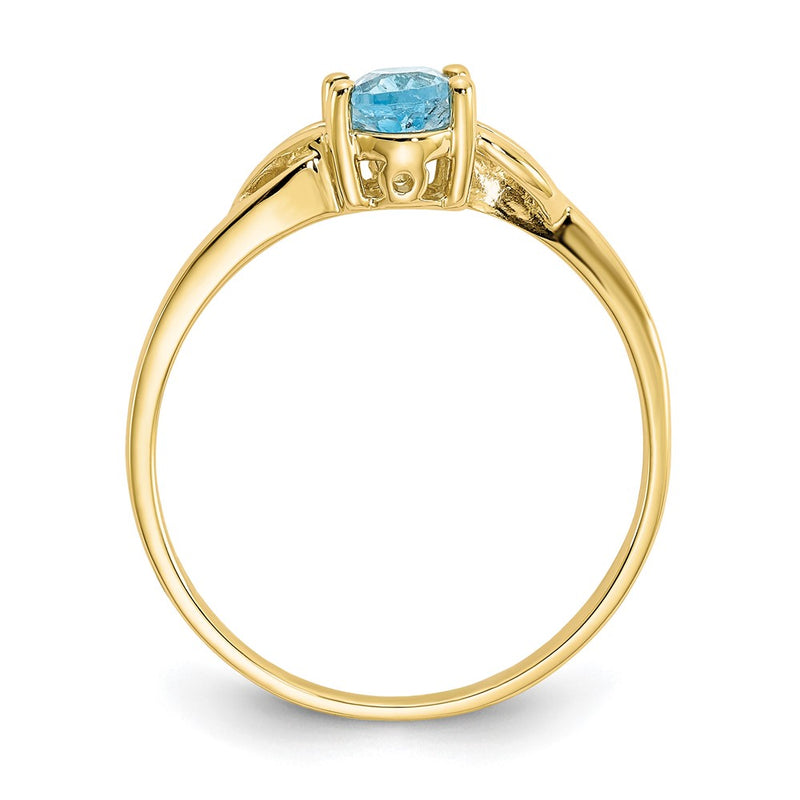 10K Yellow Gold Polished Genuine Blue Topaz Birthstone Ring