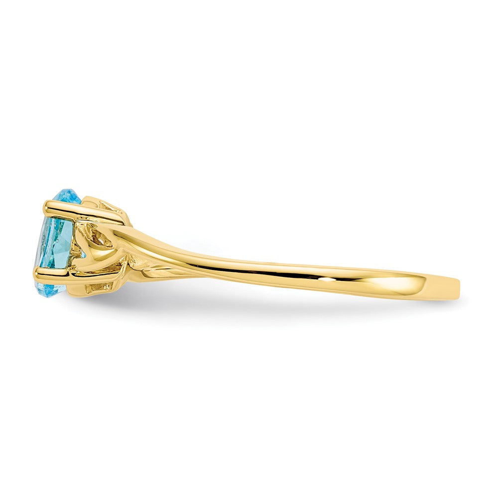 10K Yellow Gold Polished Genuine Blue Topaz Birthstone Ring