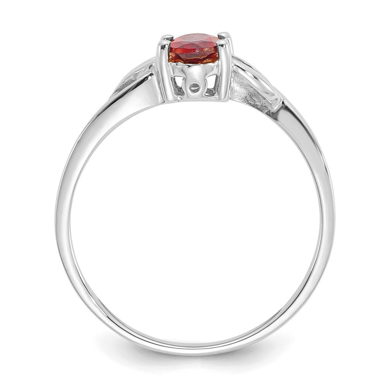 14K White Gold Polished Geniune Garnet Birthstone Ring