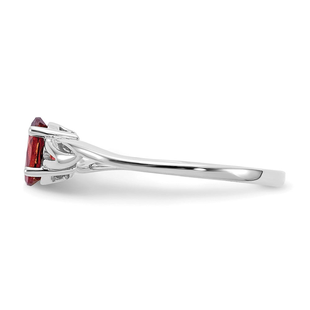 14K White Gold Polished Geniune Garnet Birthstone Ring