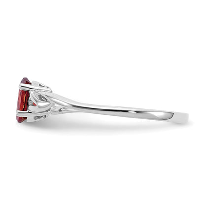14K White Gold Polished Geniune Garnet Birthstone Ring