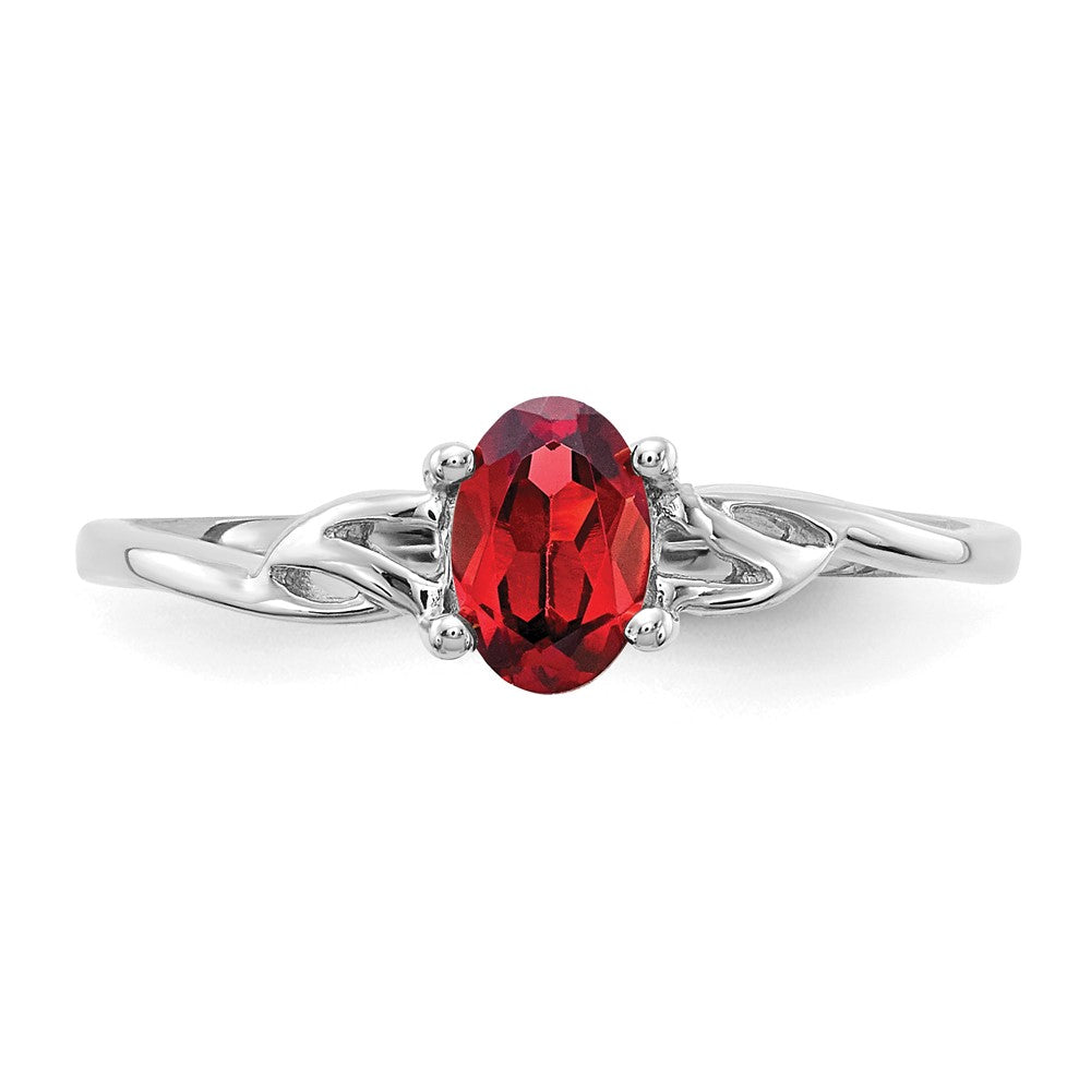 14K White Gold Polished Geniune Garnet Birthstone Ring