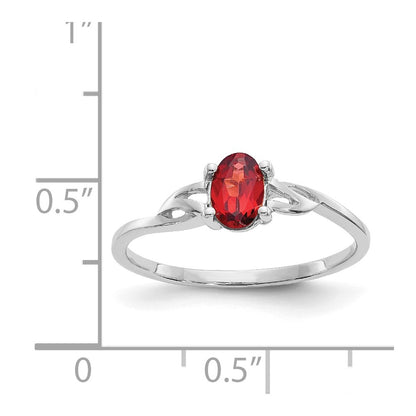 14K White Gold Polished Geniune Garnet Birthstone Ring