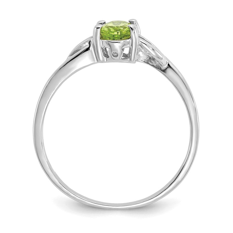 10K White Gold Polished Genuine Peridot Birthstone Ring