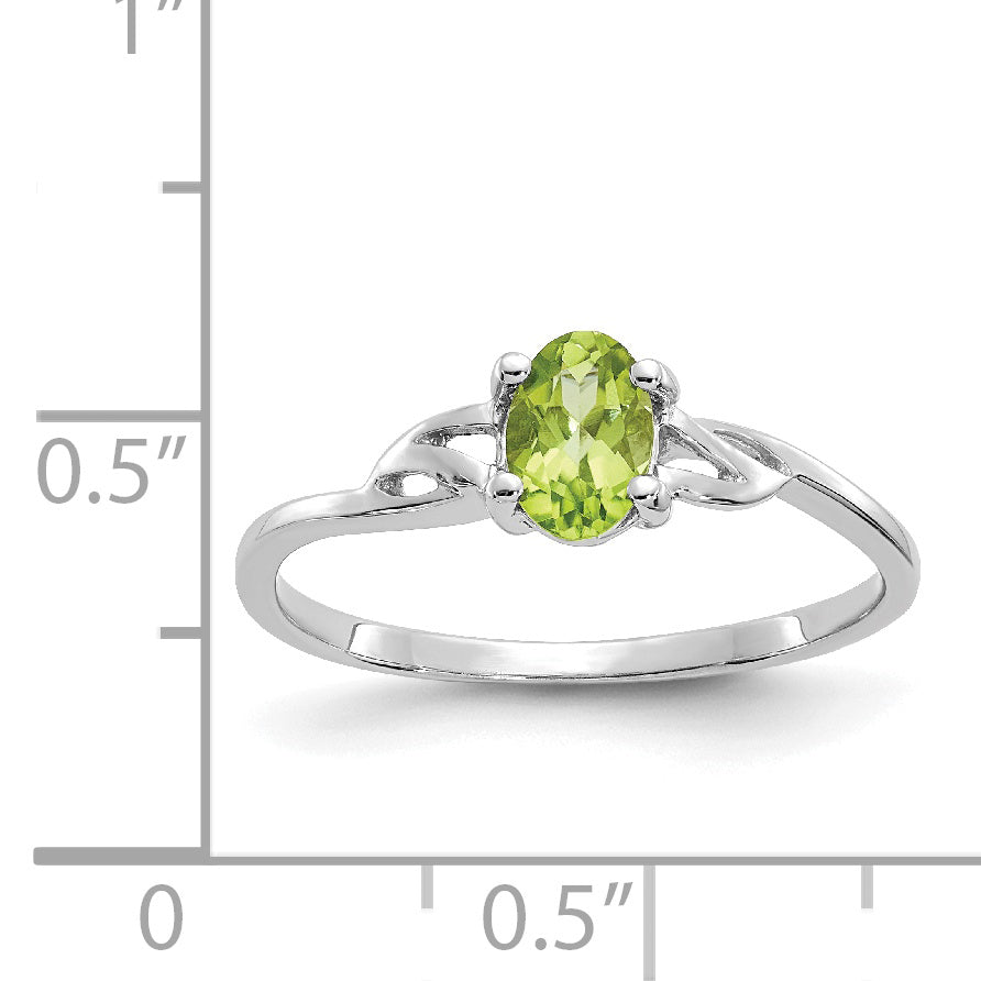 10K White Gold Polished Genuine Peridot Birthstone Ring