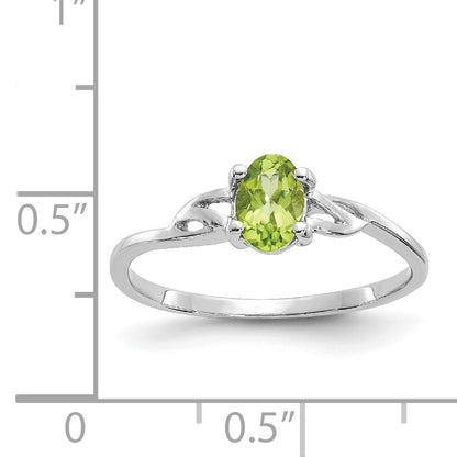 10K White Gold Polished Genuine Peridot Birthstone Ring
