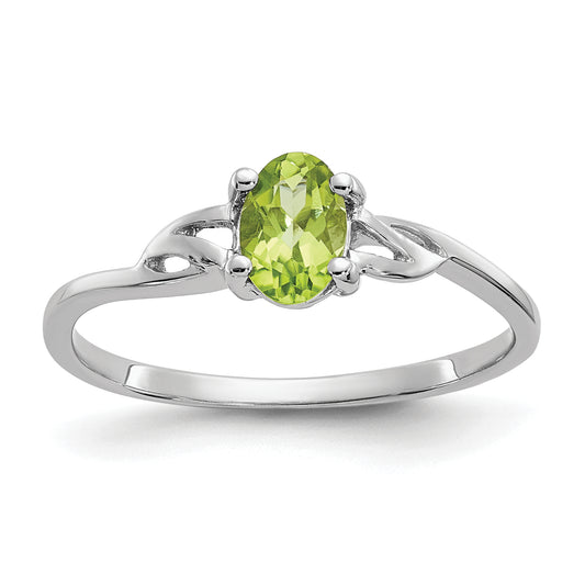10K White Gold Polished Genuine Peridot Birthstone Ring