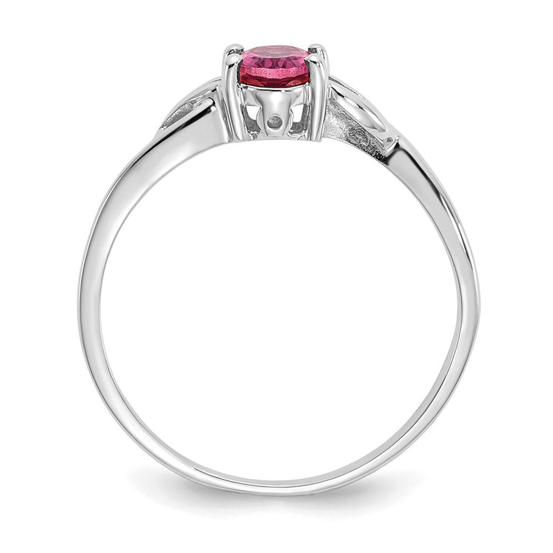 10K White Gold Polished Genuine Pink Tourmaline Birthstone Ring
