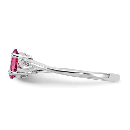 10K White Gold Polished Genuine Pink Tourmaline Birthstone Ring