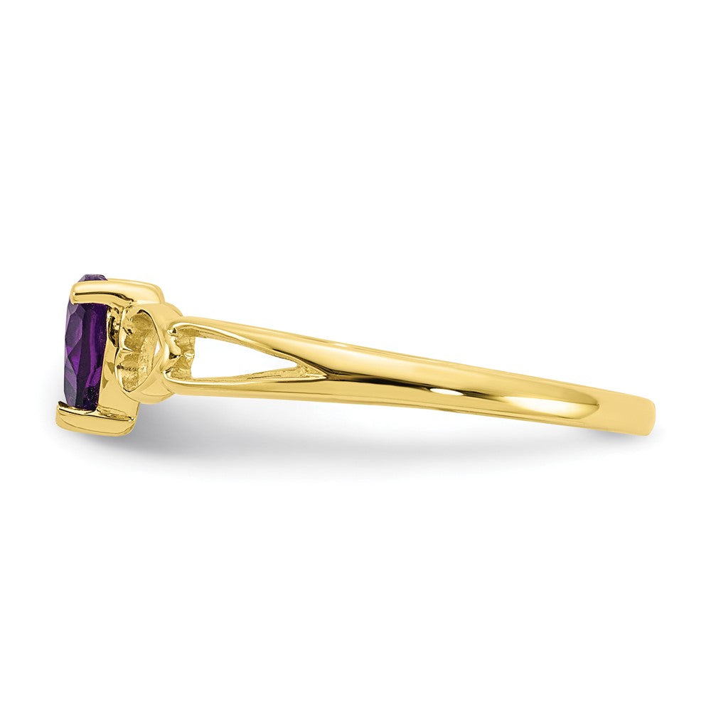 10K Yellow Gold Polished Genuine Amethyst Birthstone Ring