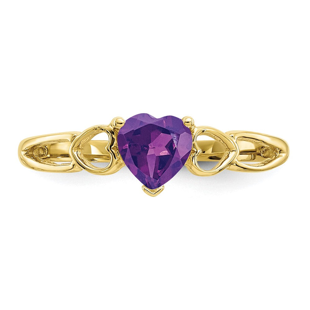 10K Yellow Gold Polished Genuine Amethyst Birthstone Ring