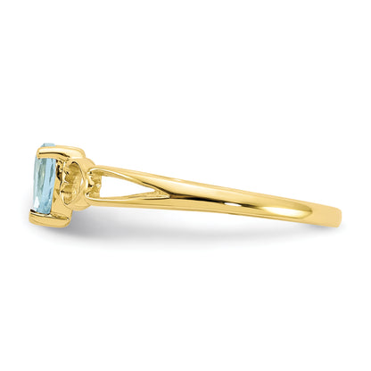 10K Yellow Gold Polished Genuine Aquamarine Birthstone Ring