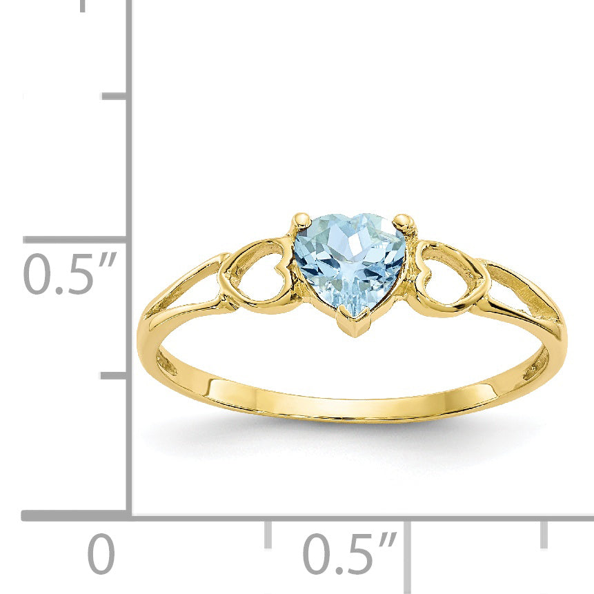 10K Yellow Gold Polished Genuine Aquamarine Birthstone Ring