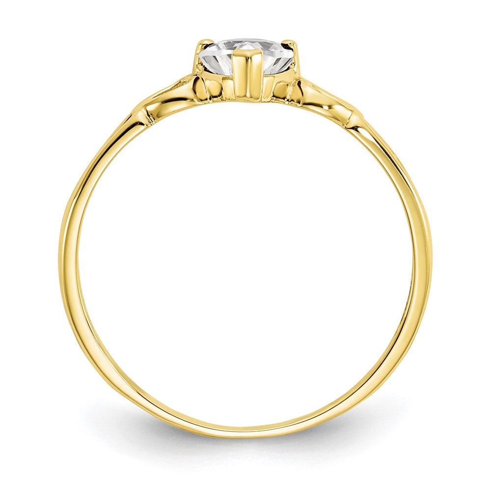 10K Yellow Gold Polished Genuine White Topaz Birthstone Ring