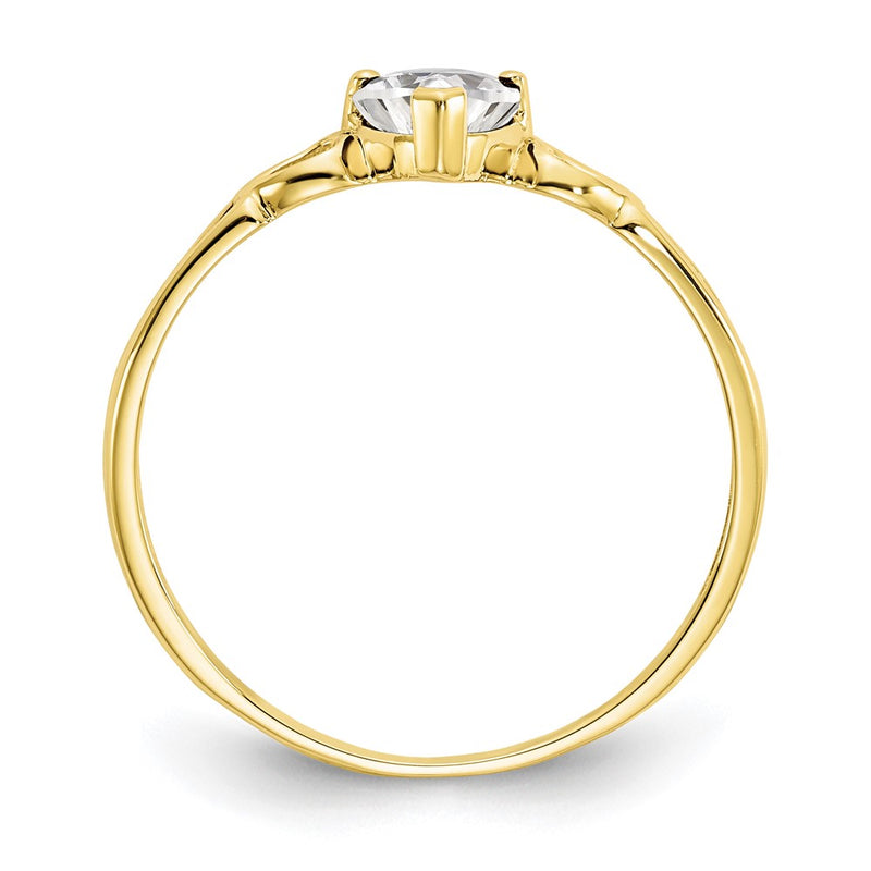 10K Yellow Gold Polished Genuine White Topaz Birthstone Ring