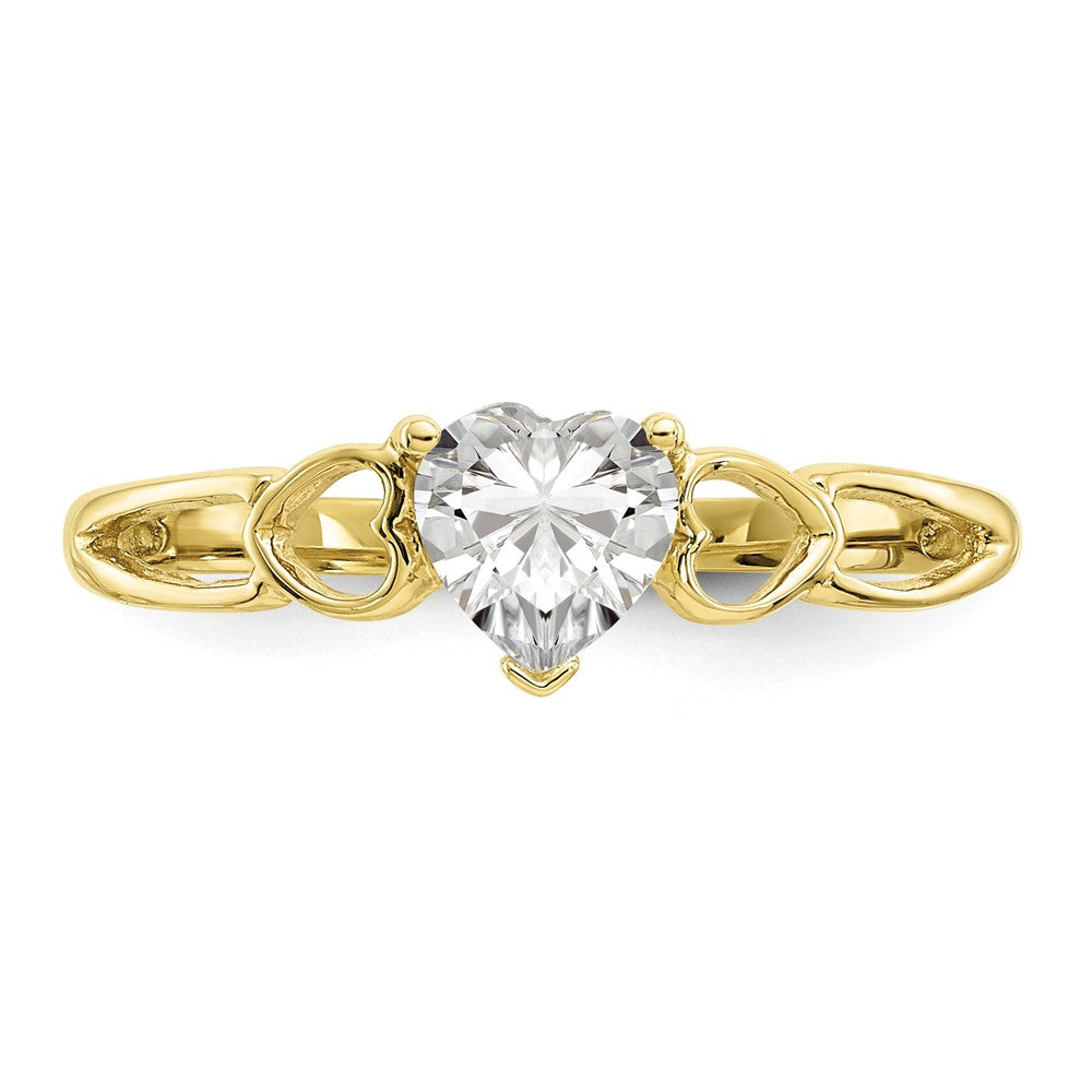 10K Yellow Gold Polished Genuine White Topaz Birthstone Ring